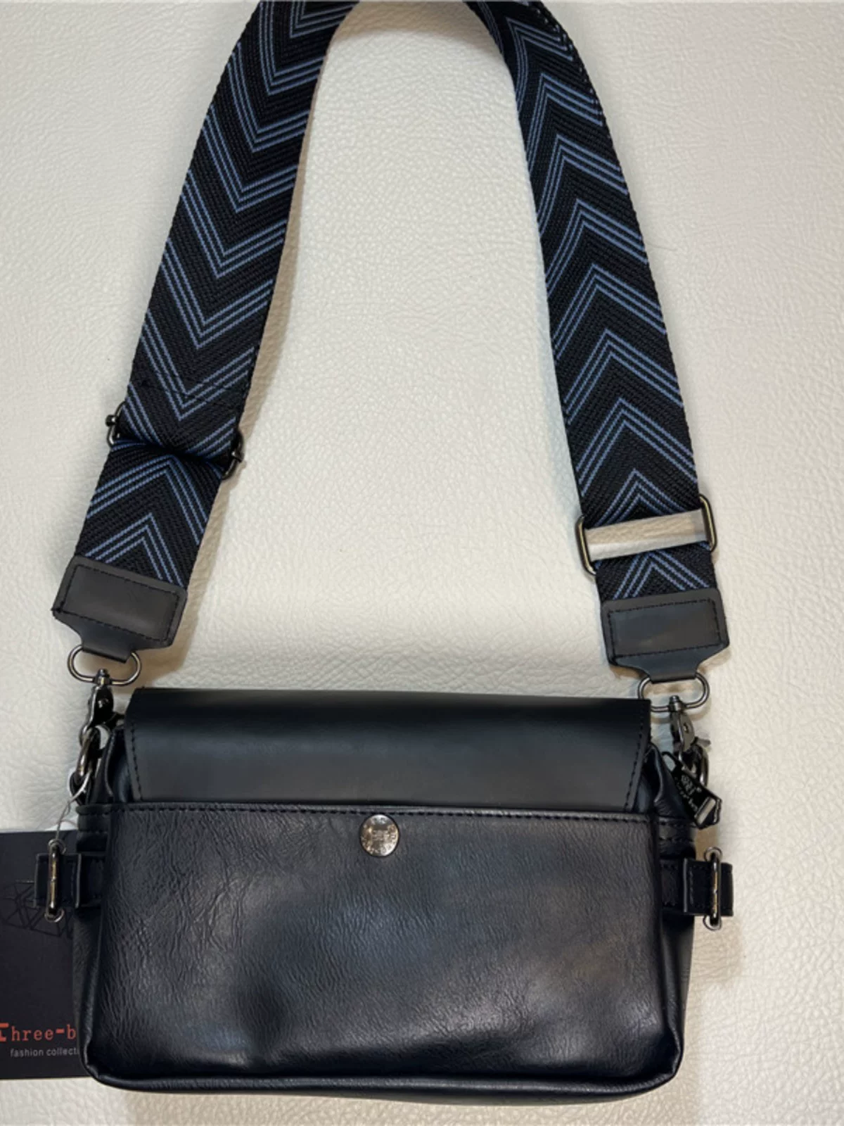 Túi đeo chéo ba ngăn thời trang nam 2025, túi đeo vai unisex kiểu Nhật hiện đại, ba lô sọc cá tính