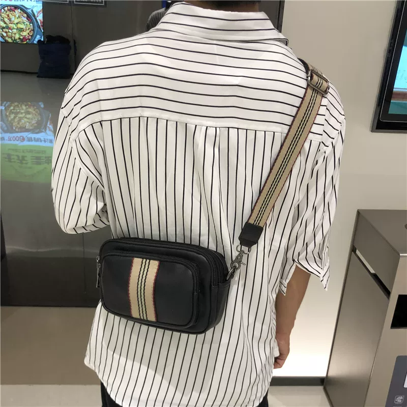 Túi đeo vai nam thời trang Threebox phong cách Nhật Bản, unisex, đeo chéo, sọc, nhỏ gọn, balo đeo chéo trẻ trung, năng động