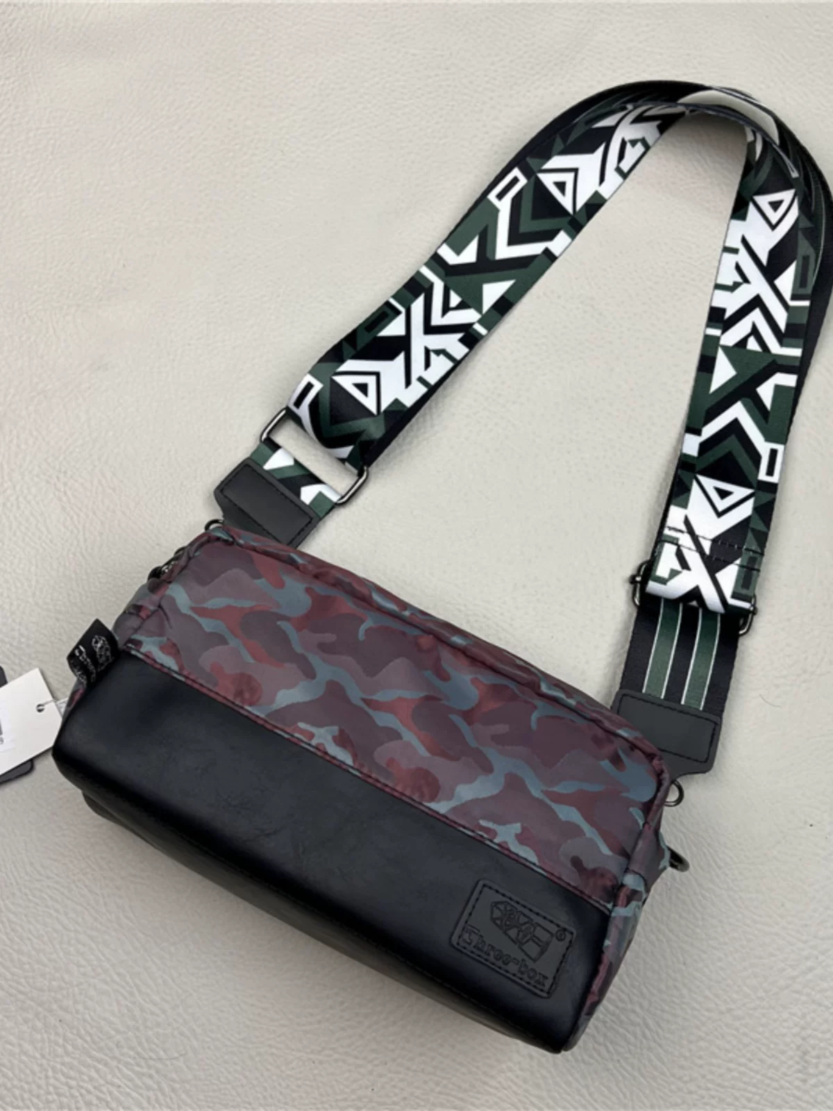 Túi đeo chéo ba ngăn họa tiết rằn ri thời trang phong cách Nhật Bản và Hàn Quốc, túi đeo vai nam nữ, balo nhỏ bằng nylon, phong cách giản dị