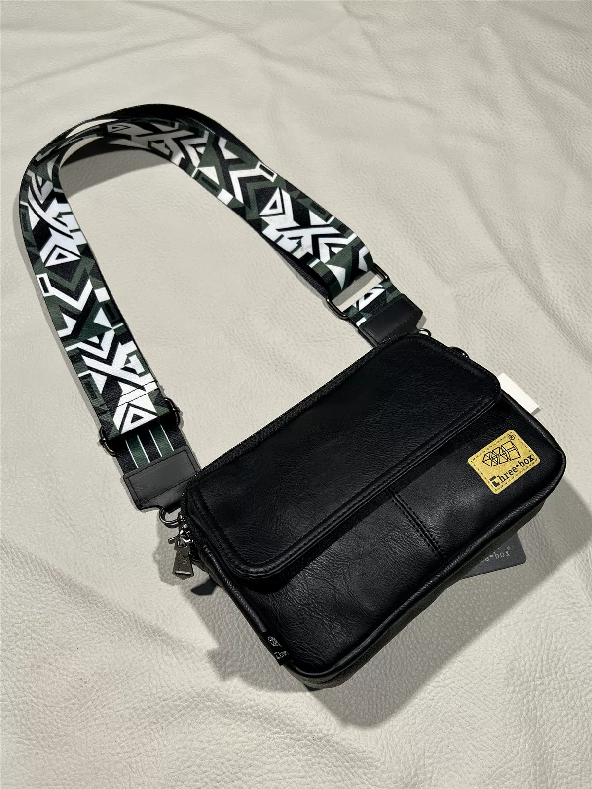 Túi đeo chéo ba ngăn thời trang giản dị kiểu Nhật dành cho giới trẻ nam nữ, túi đeo vai thể thao, balo đựng điện thoại di động phong cách ins