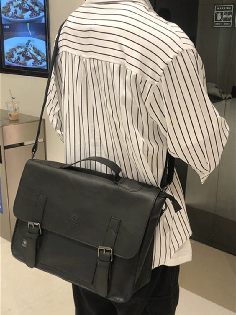 Túi xách nam phong cách Nhật Bản ba ngăn kiểu retro, túi đeo vai công sở, túi đeo chéo nữ, cặp đựng tài liệu, túi đựng máy tính