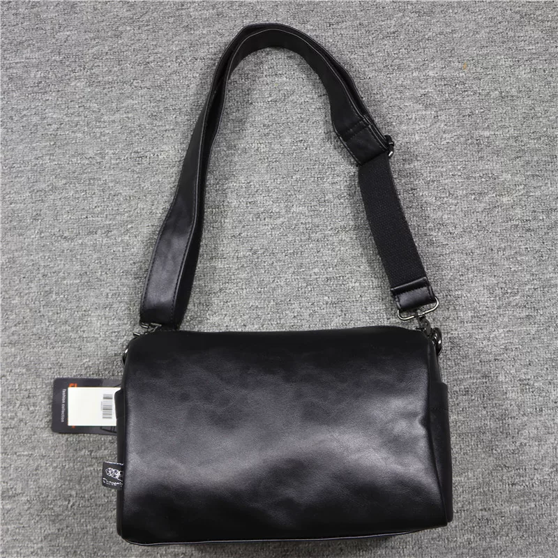 Túi đeo vai nam đơn giản phong cách Hàn Quốc ba ngăn, túi đeo chéo unisex màu đen, balo đeo chéo phong cách Anh