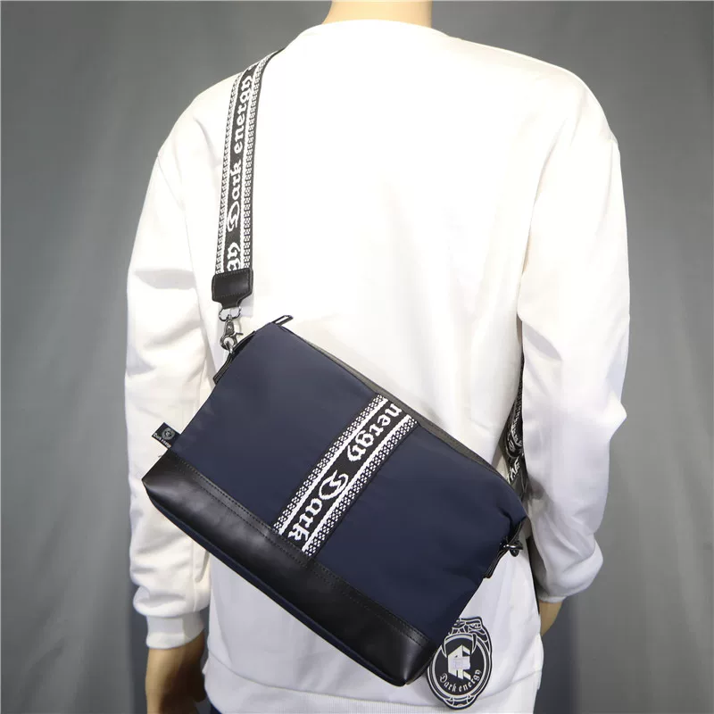 Dark Energy Thời trang Túi đeo vai nam bằng nylon chống thấm nước Túi đeo chéo dệt sọc đơn giản Ba lô ly hợp đơn giản