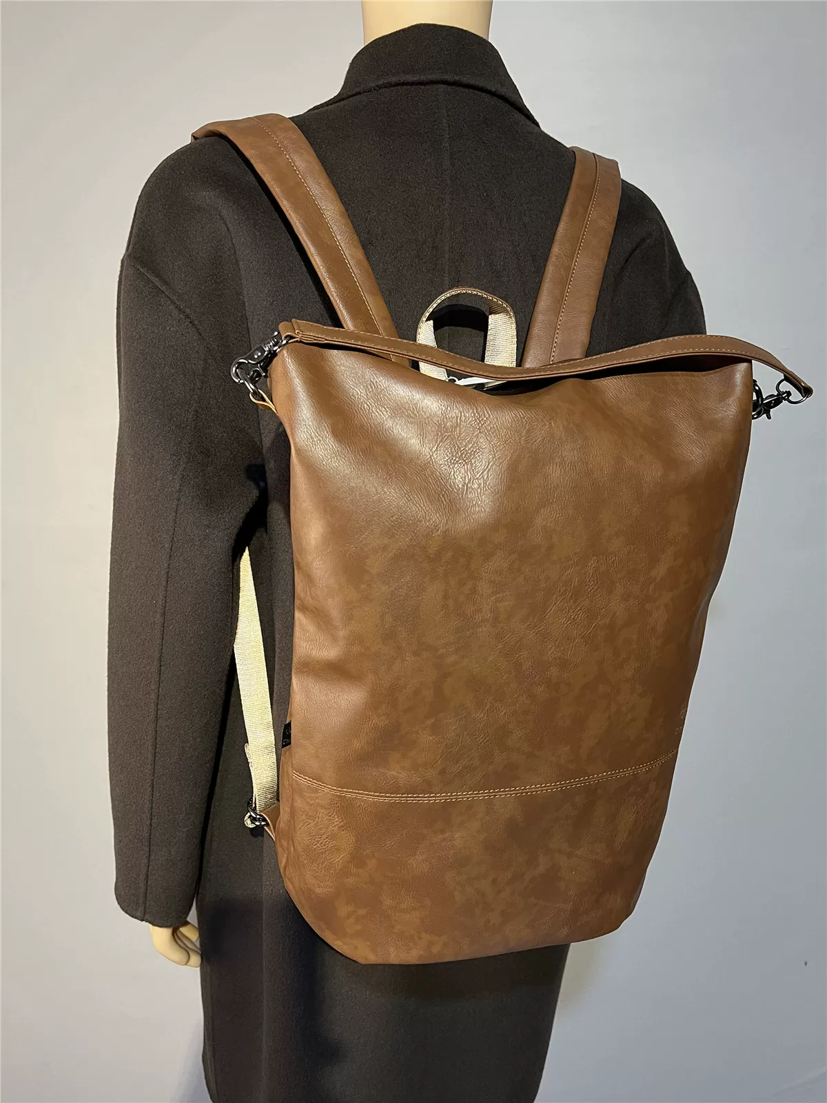 Ba lô nam thời thượng 2025 kiểu Nhật, chất liệu da thật, túi xách nữ phong cách retro, ba lô du lịch đi học