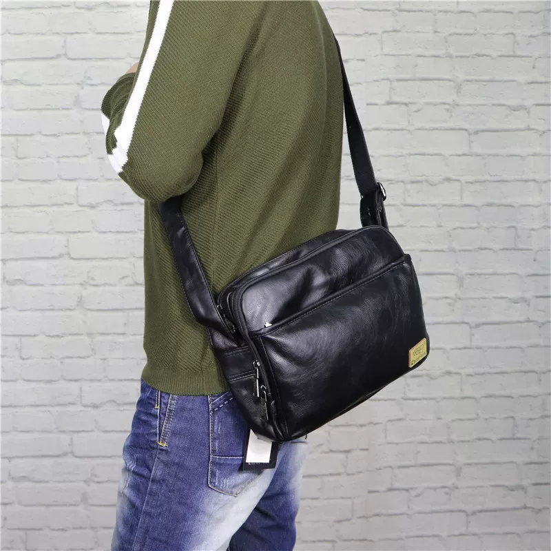 Túi xách nam Threebox, túi đeo vai cổ điển thời trang Nhật Bản và Hàn Quốc, túi đeo chéo nam phong cách Hồng Kông thời thượng