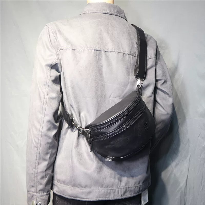 Túi đeo chéo nam thời trang 2024 kiểu ba ngăn, túi nam phong cách hip-hop dã ngoại, túi đeo vai phong cách đường phố Nhật Bản và Hàn Quốc