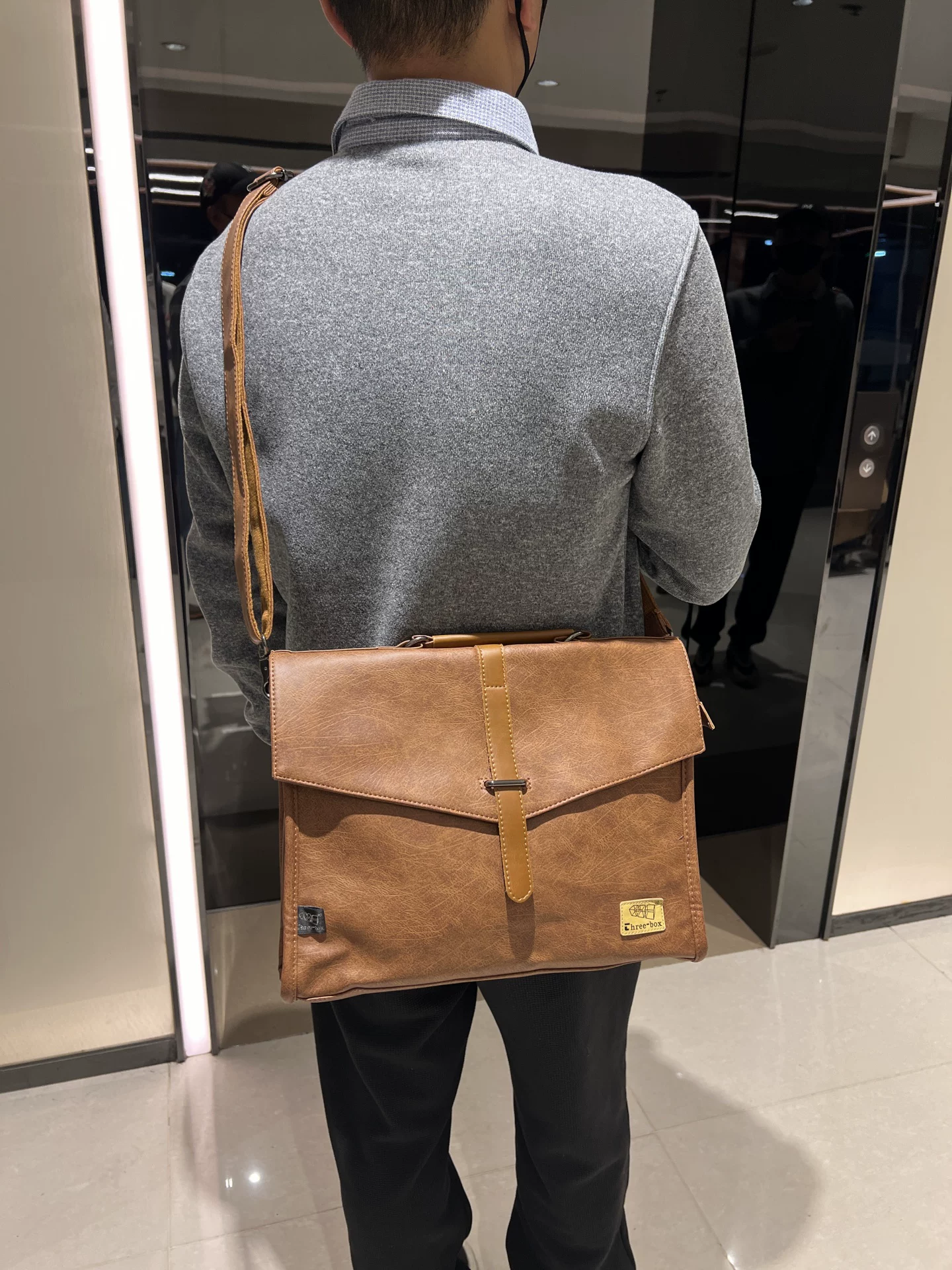 Túi xách nam ba ngăn đơn giản, dung tích lớn, đựng laptop, đeo vai, đeo chéo, đựng hồ sơ A4
