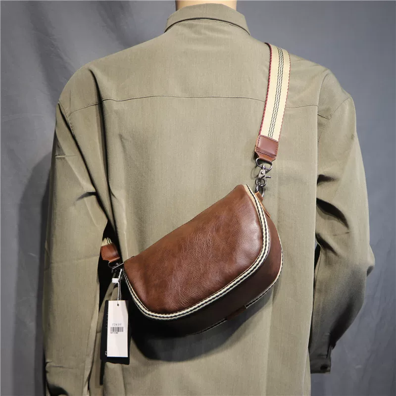 Ba hộp túi đeo chéo nam đơn giản, kiểu dáng thời thượng của thương hiệu Hàn Quốc, ba lô hình bánh bao thời trang, túi đeo vai thể thao cổ điển.