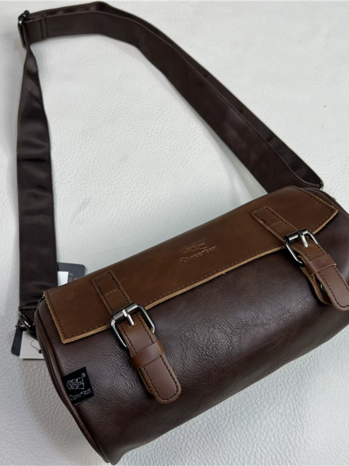 Túi đeo vai thời trang phong cách Hàn Quốc Threebox dành cho nam, unisex, kiểu dáng bình thường, balo hình trụ, túi đeo chéo, túi messenger dành cho người đi xe máy