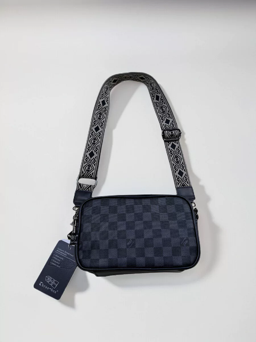 Túi đeo vai nam Three-Box2025 mới, kiểu dáng casual, họa tiết ca rô Nhật Bản và Hàn Quốc, túi đeo chéo đựng điện thoại