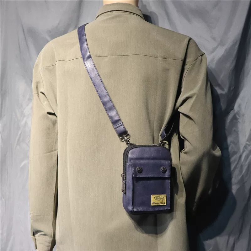 Ba hộp túi đeo vai nam kiểu dọc Hàn Quốc, túi đeo chéo nhỏ thông thường, túi đựng điện thoại đeo chéo unisex hợp thời trang, túi đựng thuốc lá.
