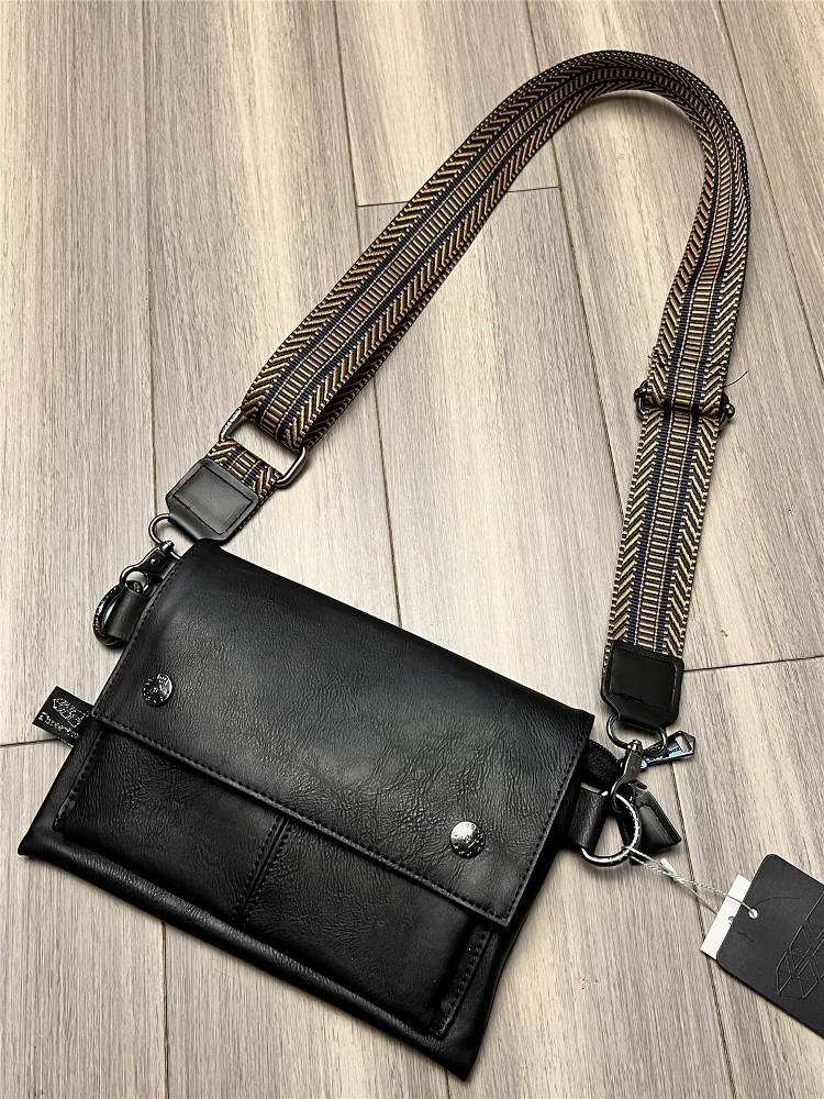 Túi đeo vai nhỏ ba ngăn kiểu Nhật Bản, túi đeo chéo nam, ba lô đeo ngực, túi đựng tiền xu và điện thoại ôm sát người