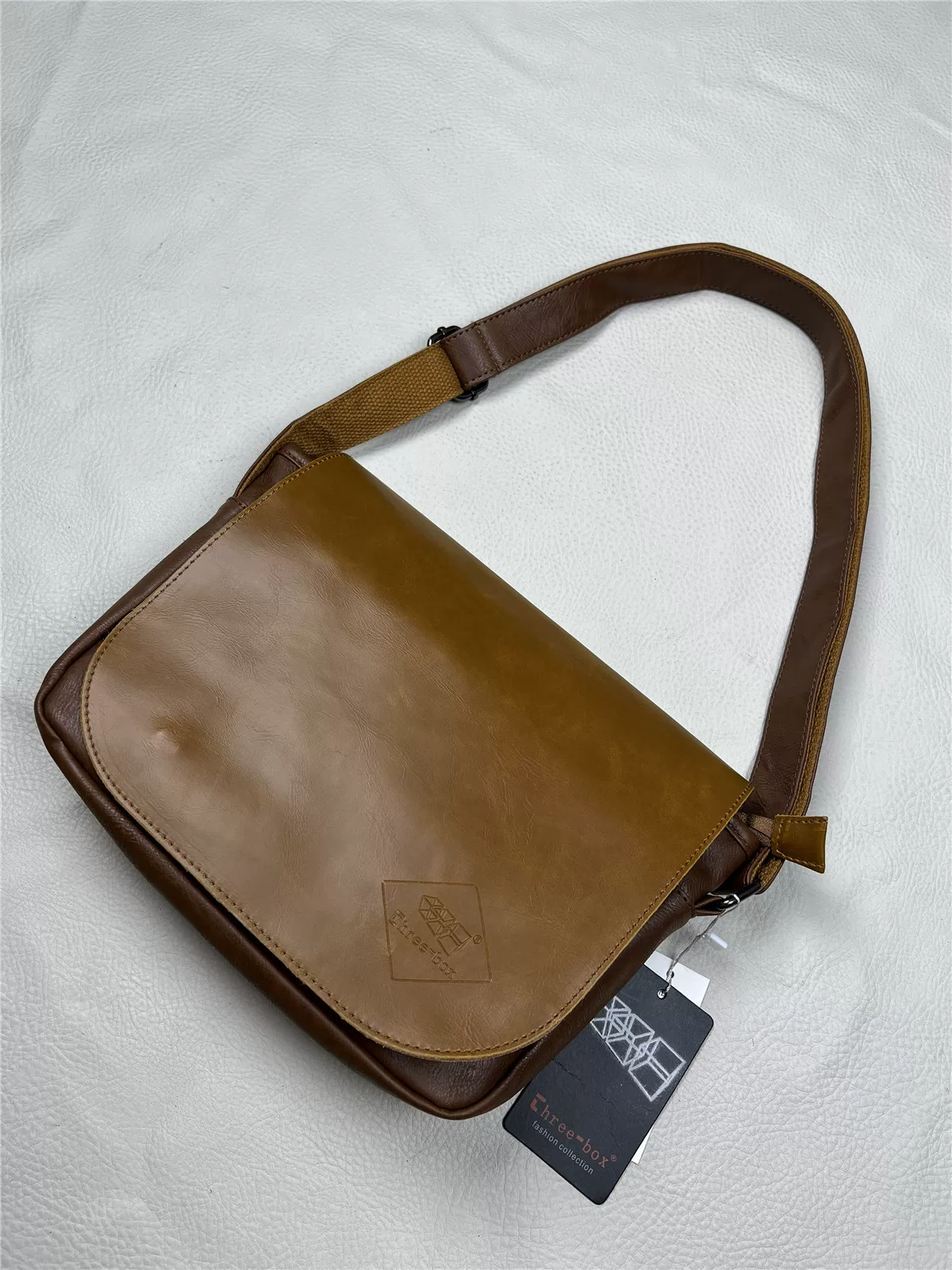 Túi đeo chéo nam phong cách ba hộp theo xu hướng quốc gia Nhật Bản, kiểu dáng giản dị, unisex, có nắp gập, phong cách retro, balo đeo vai