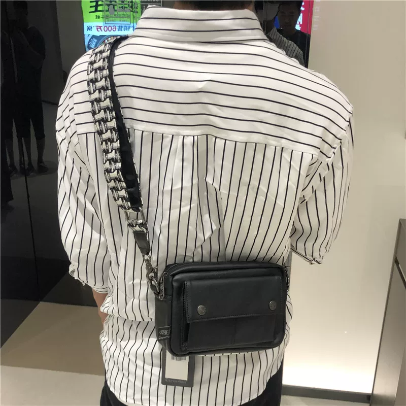 Túi đeo chéo nam phong cách Nhật Bản ba ngăn, kiểu dáng thời trang, túi đeo vai nam bằng da mềm, balo phong cách Anh quốc