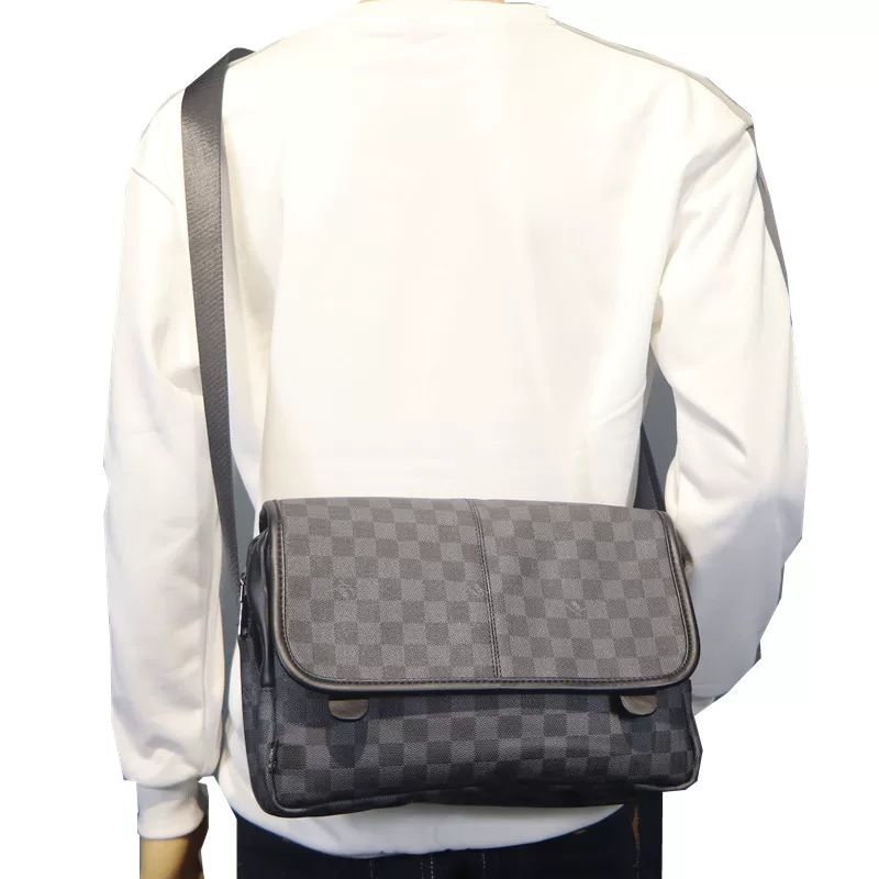 Túi đeo vai unisex ba ngăn đơn giản và phong cách, kiểu dáng caro Nhật Bản và Hàn Quốc, balo đeo chéo, túi đeo vai học sinh, túi đeo xe máy