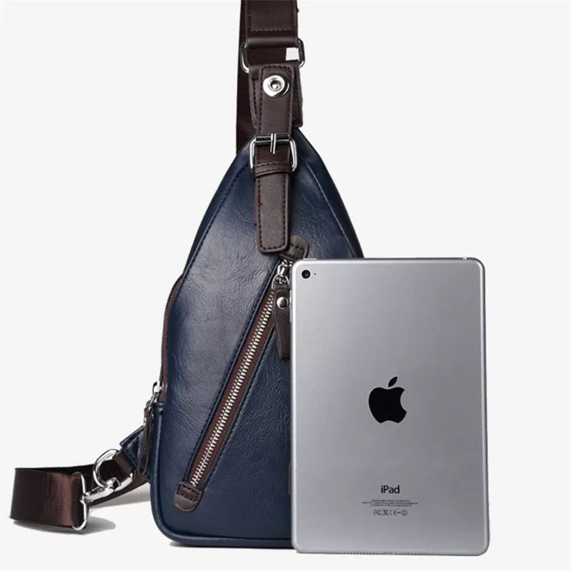 Túi đeo ngực cho nam, túi da mềm thông thường phong cách Hàn Quốc dành cho nam, ba lô thể thao ngoài trời, túi đeo chéo thời trang