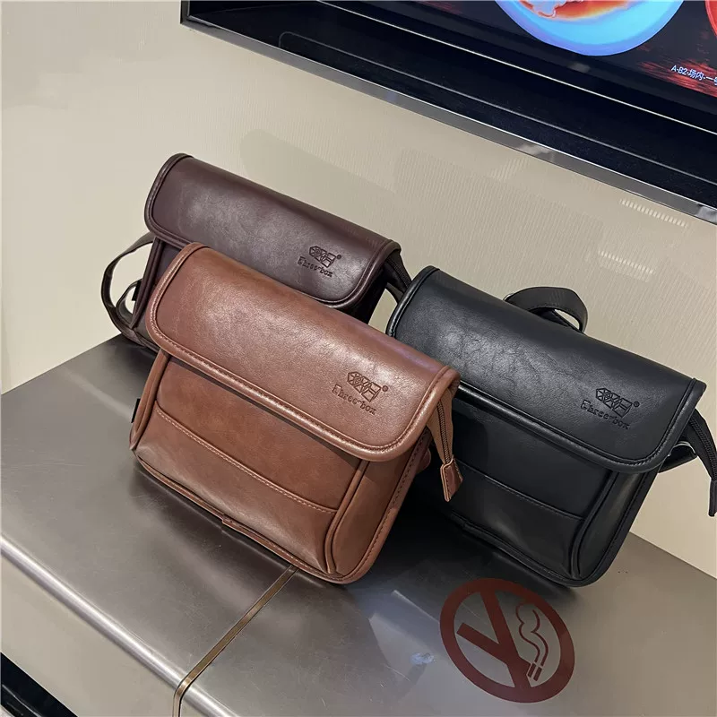 Túi đeo vai nam Hàn Quốc thời trang ba ngăn, kiểu đeo chéo đơn giản, phong cách retro hip-hop, túi nhỏ nữ