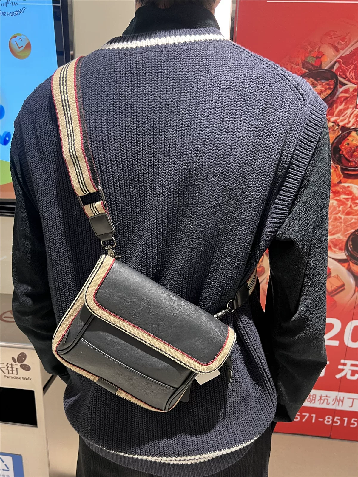 Túi đeo chéo nhỏ kiểu Nhật Threebox, túi đeo vai nhỏ gọn thời trang, túi đeo chéo trẻ trung, túi có nắp sọc