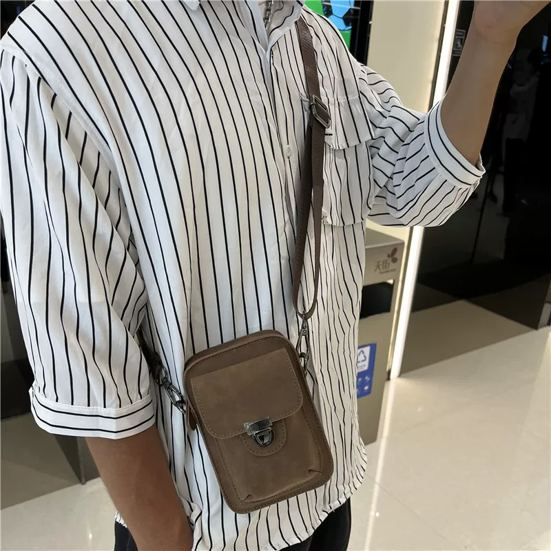 Túi đeo chéo nam thời trang 2024, túi đeo vai nam phong cách Hàn Quốc và Nhật Bản mới, túi đeo hông đựng thuốc lá và điện thoại thời thượng dành cho nữ