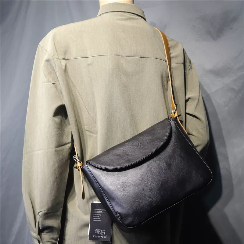 Túi đeo chéo nam ba ngăn kiểu dáng mới thời thượng đơn giản, túi đeo vai nam phong cách retro disco, ba lô đựng máy tính bảng dành cho học sinh