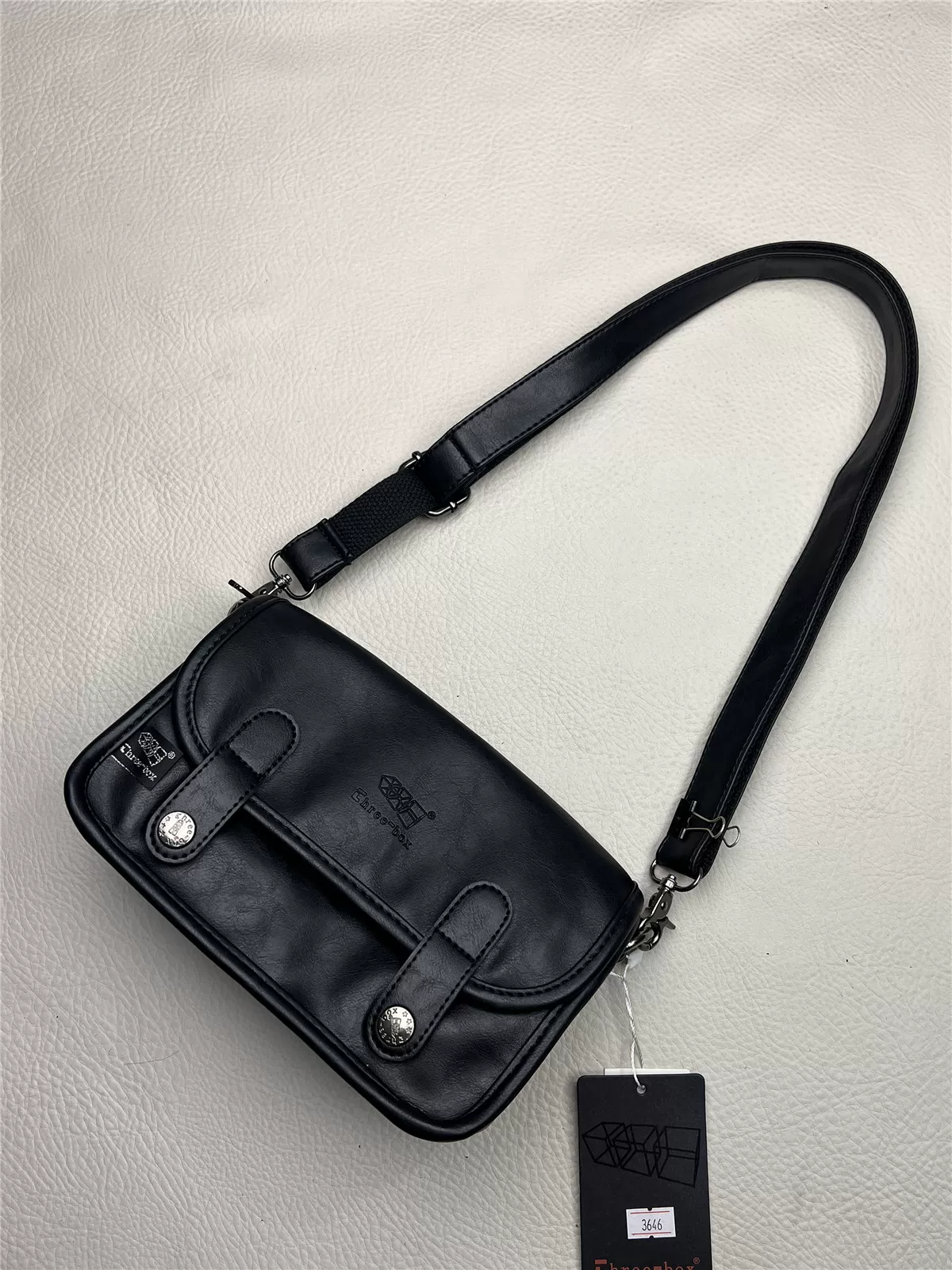 Túi đeo chéo thời trang threebox dành cho nam và nữ, túi đeo vai da mềm phong cách retro Nhật Bản và Hàn Quốc, ba lô đựng điện thoại di động dành cho sinh viên