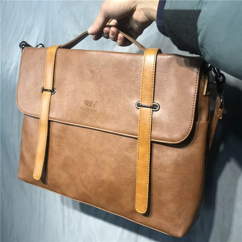 Túi xách nam doanh nhân Nhật Bản và Hàn Quốc của Threebox, túi đeo vai phong cách retro giản dị dành cho giới trẻ, túi đeo chéo hợp thời trang dành cho nam và nữ