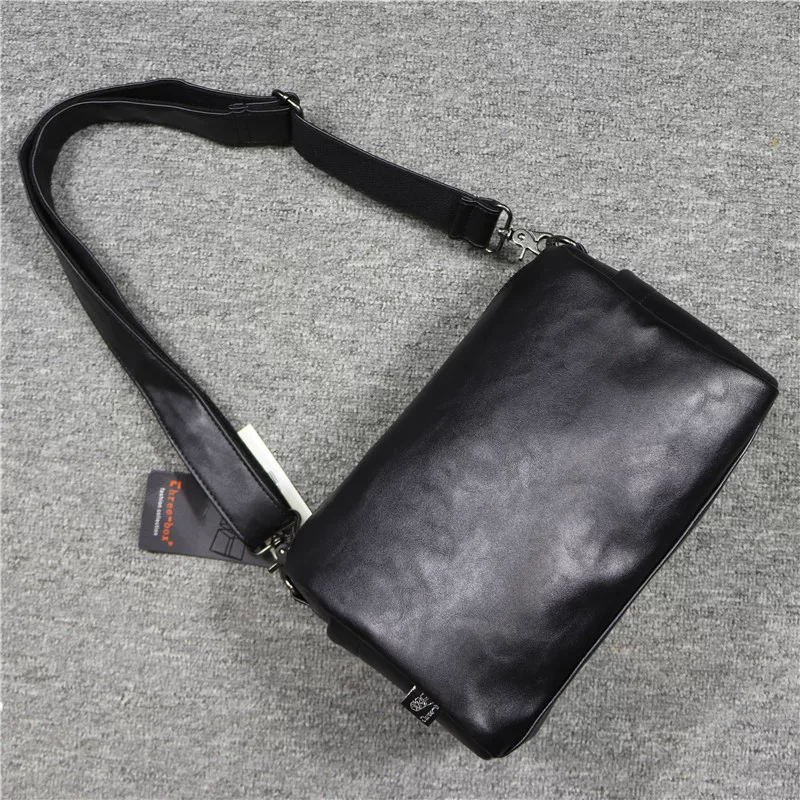 Túi đeo vai nam đơn giản phong cách Hàn Quốc ba ngăn, túi đeo chéo unisex màu đen, balo đeo chéo phong cách Anh