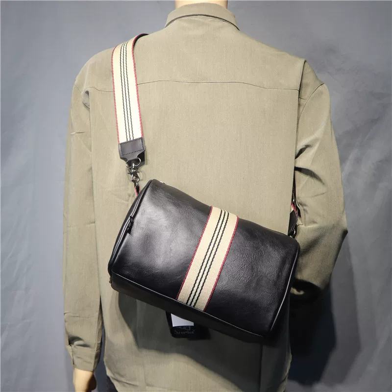 Ba hộp túi đeo vai nam sọc thời trang, túi đeo chéo kiểu Nhật Bản phong cách Hàn Quốc, túi đựng xe máy dung tích lớn.