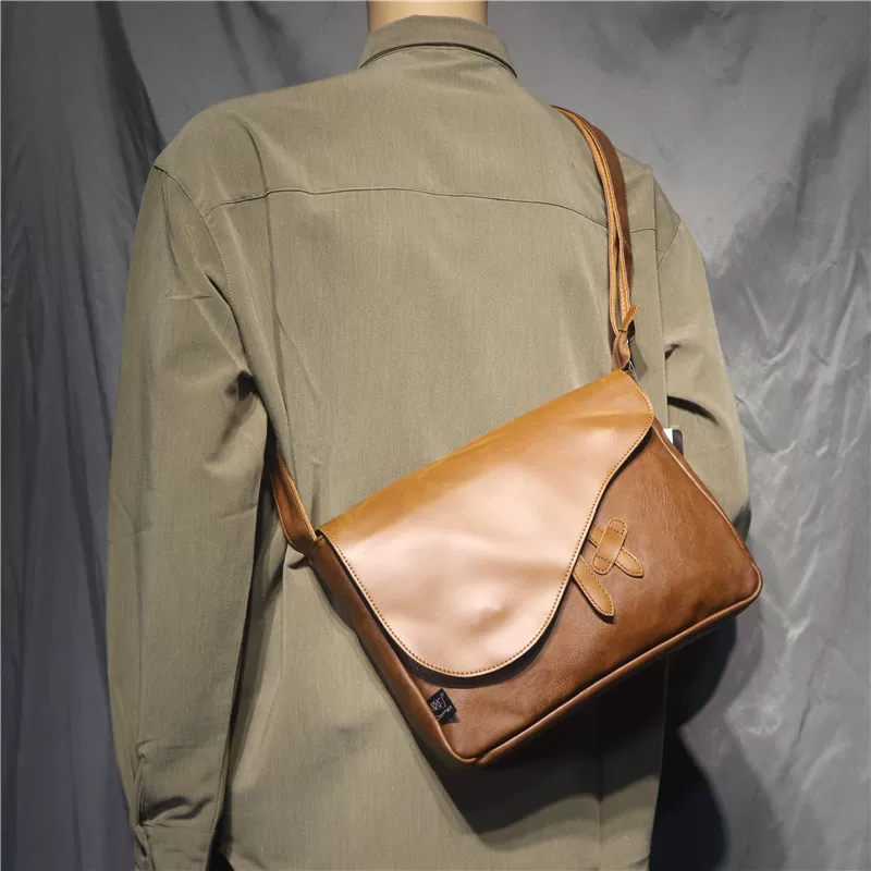 Túi đeo vai nam Hàn Quốc thời trang ba ngăn phong cách retro unisex, túi đeo chéo phong cách Nhật Bản, túi messenger dành cho người đi xe máy