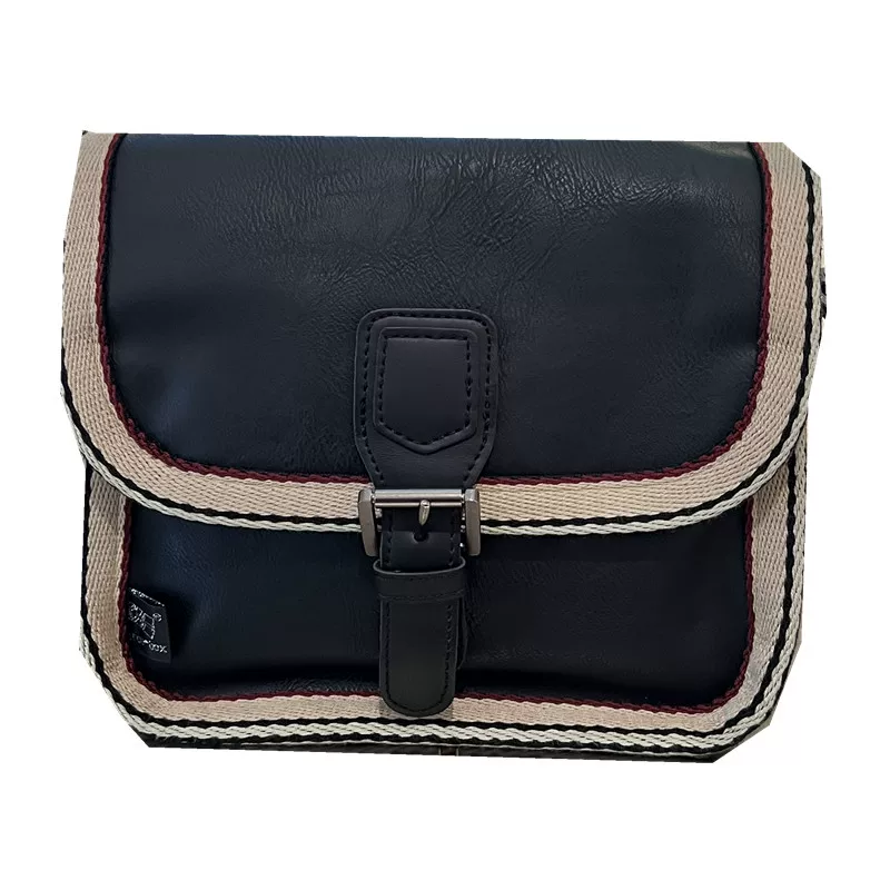 Túi đeo chéo nhỏ sọc thời trang Threebox dành cho nam giới, phong cách retro giản dị, túi đeo vai bằng da mềm kiểu Nhật Bản và Hàn Quốc có khóa, túi xách nữ