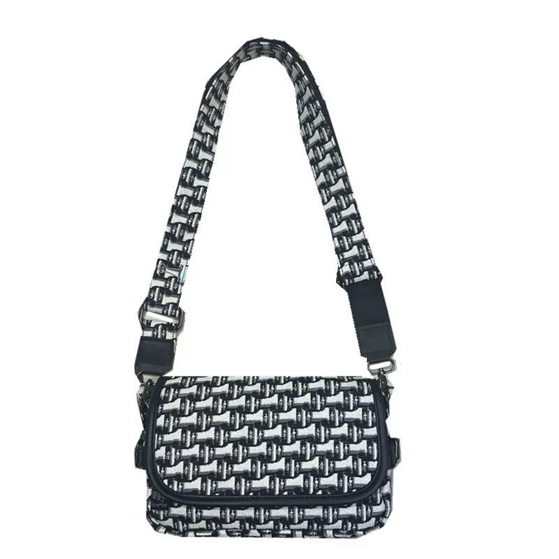 Túi đeo chéo nhỏ thời trang họa tiết răng cưa nữ 2025, túi đeo vai unisex kiểu Nhật Bản và Hàn Quốc, phối nơ kẻ caro, phong cách giản dị