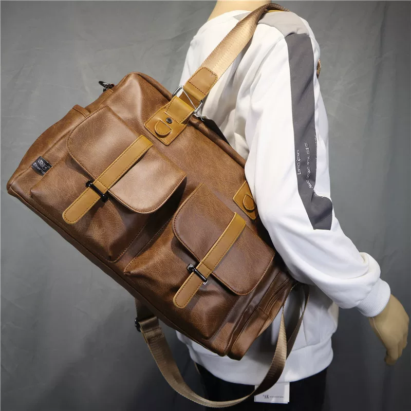 Túi xách nam hợp thời trang, túi xách nam công sở thời trang, túi đeo vai sức chứa lớn phong cách cổ điển Âu Mỹ, ba lô nam thông thường