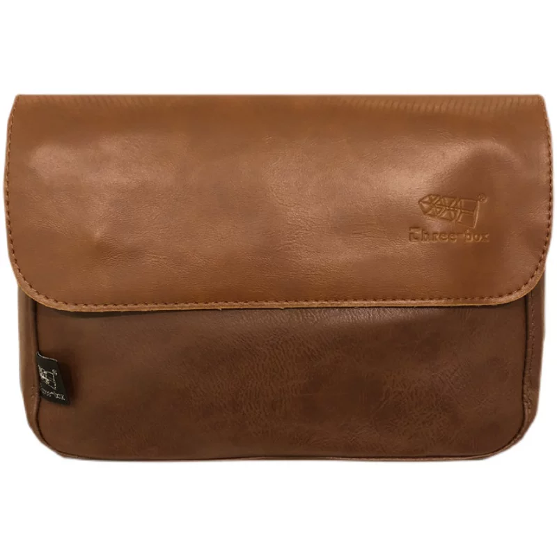 Túi đeo vai nam thương hiệu thời trang mới của Threebox, phong cách retro giản dị, unisex, túi đeo chéo bằng da PU thời trang Nhật Bản và Hàn Quốc