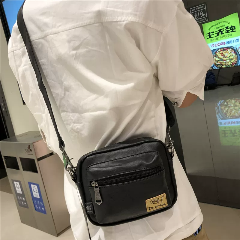 Túi đeo chéo nam Threebox hợp thời trang phong cách Nhật Bản dành cho giới trẻ, túi đeo vai đường phố, phong cách retro, ba lô đựng điện thoại thời thượng, túi đeo chéo