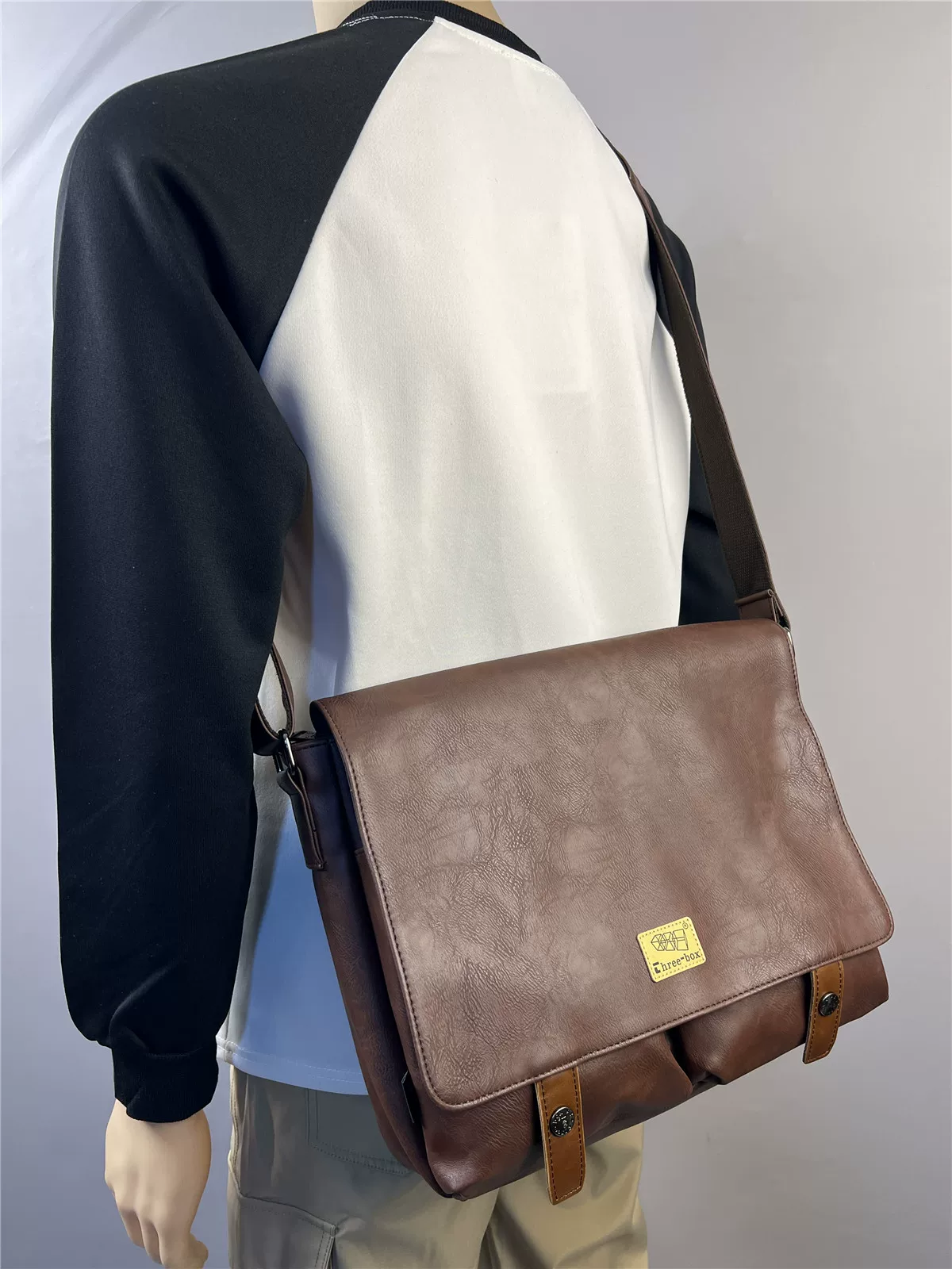 Túi đeo chéo nam thời trang ba ngăn, dung tích lớn, đựng laptop, dành cho sinh viên, đi làm