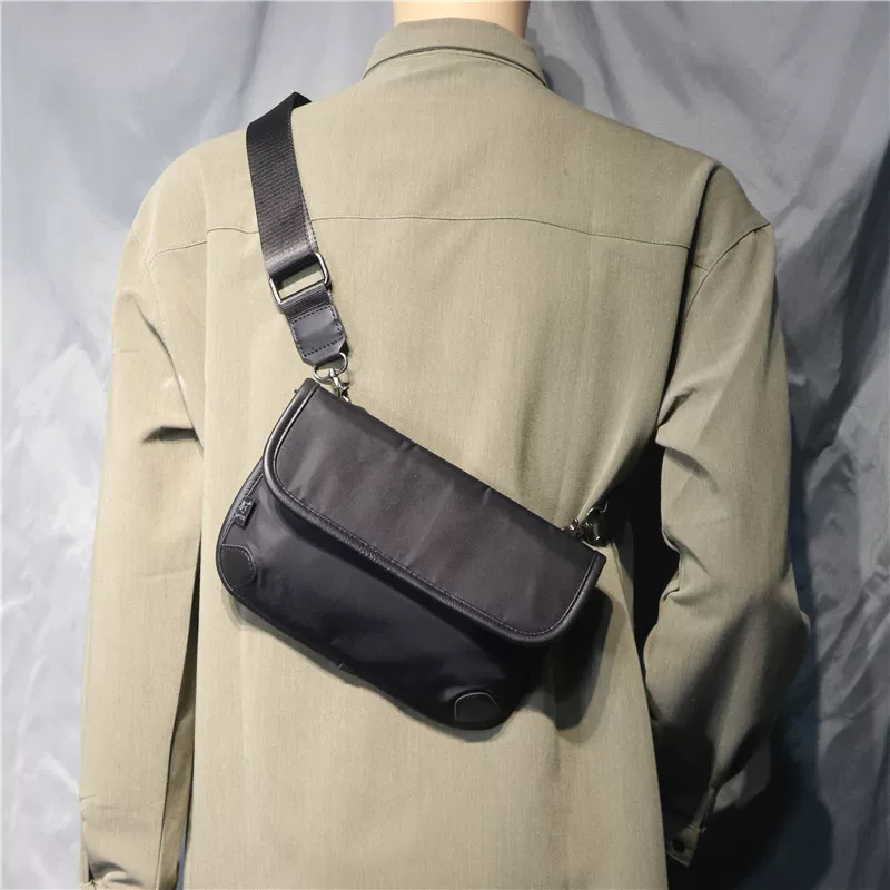 Túi đeo vai nam ba ngăn thời trang Nhật Bản và Hàn Quốc, balo đeo chéo bằng nylon, phong cách giản dị, thương hiệu thời trang nam, ví đựng điện thoại và tiền xu