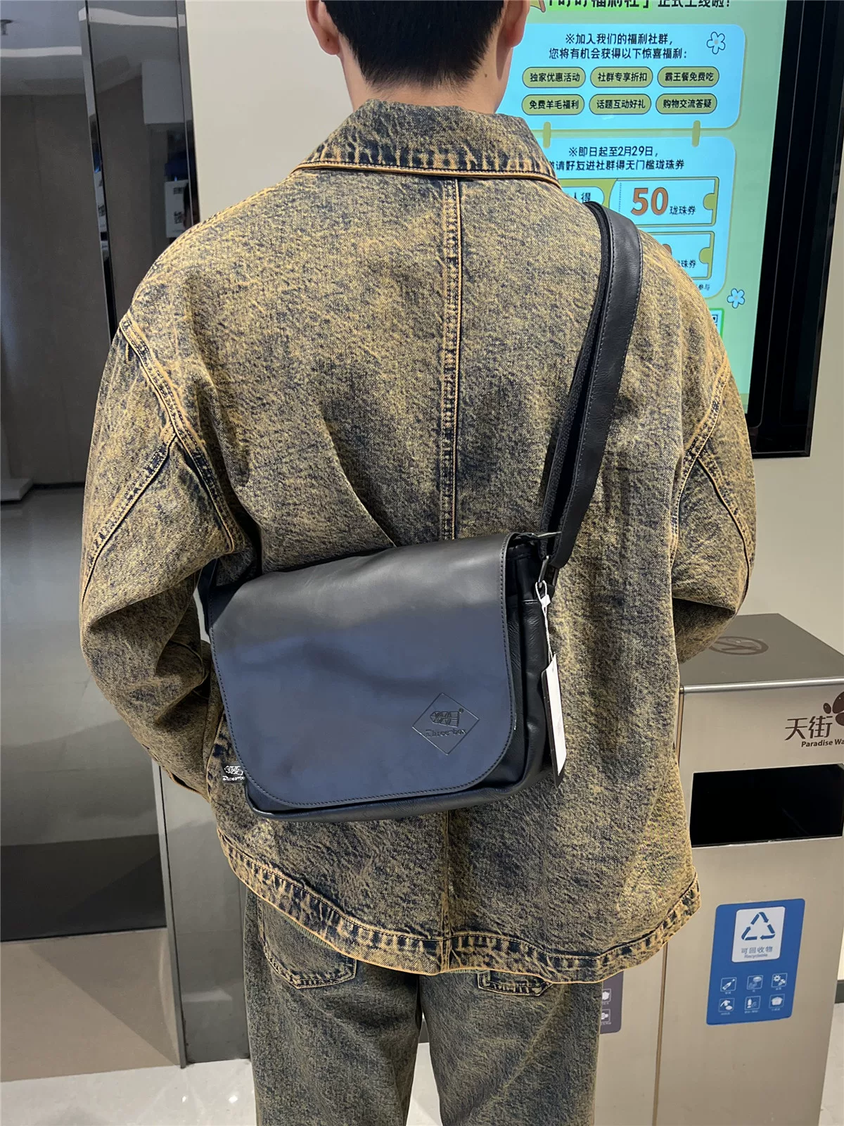 Ba hộp túi đeo chéo nam phong cách Trung Hoa thời trang, túi đeo vai unisex phong cách Nhật Bản, túi đeo vai cổ điển dành cho người đi xe đạp.