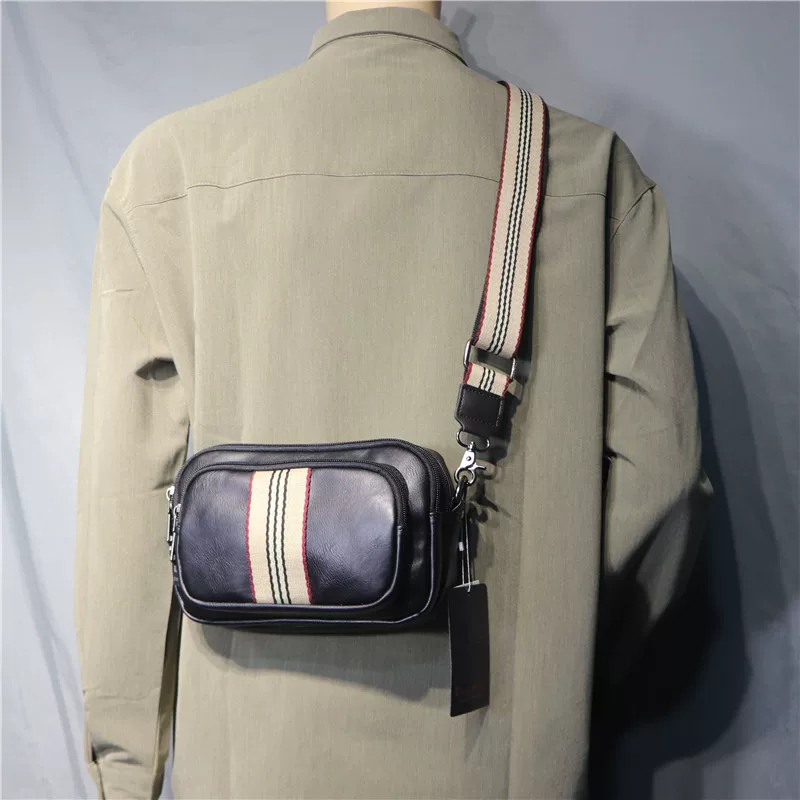 threebox phiên bản Hàn Quốc mới hợp thời trang thương hiệu túi đeo vai nam sọc giản dị hip-hop dệt đeo chéo thể thao túi nhỏ