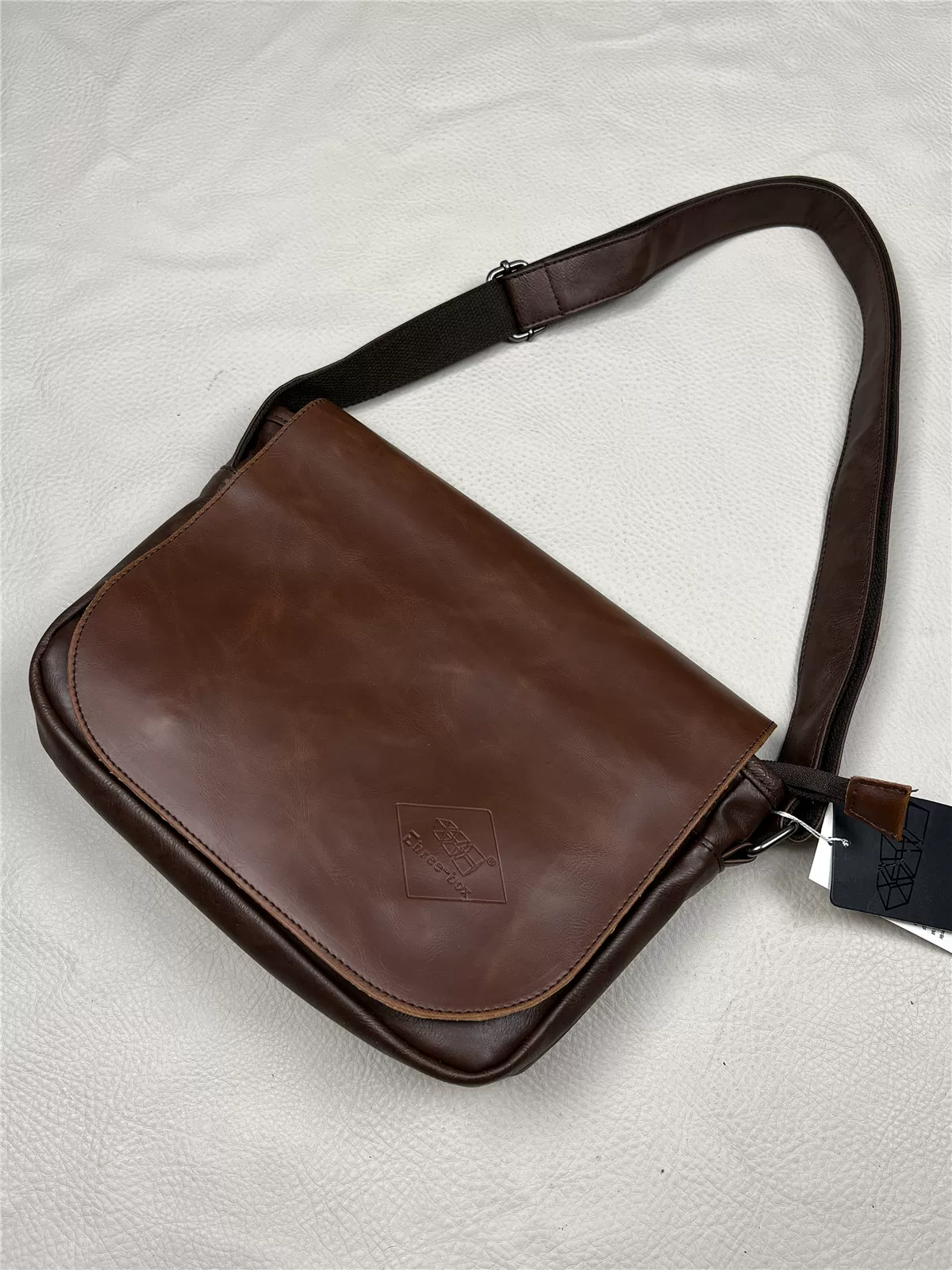 Túi đeo chéo nam phong cách ba hộp theo xu hướng quốc gia Nhật Bản, kiểu dáng giản dị, unisex, có nắp gập, phong cách retro, balo đeo vai