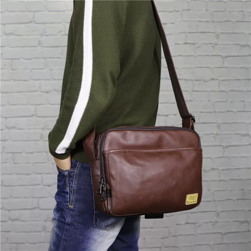 Túi xách nam Threebox, túi đeo vai cổ điển thời trang Nhật Bản và Hàn Quốc, túi đeo chéo nam phong cách Hồng Kông thời thượng