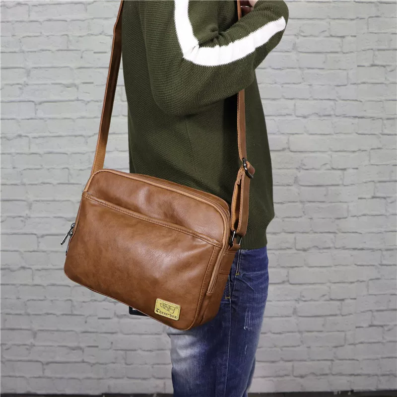 Túi xách nam Threebox, túi đeo vai cổ điển thời trang Nhật Bản và Hàn Quốc, túi đeo chéo nam phong cách Hồng Kông thời thượng