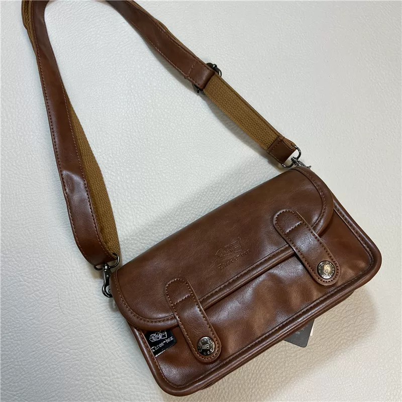 Túi đeo chéo nam ba ngăn mới năm 2025, phong cách retro giản dị unisex, balo đeo chéo nhỏ kiểu Nhật Bản, Hàn Quốc, Anh