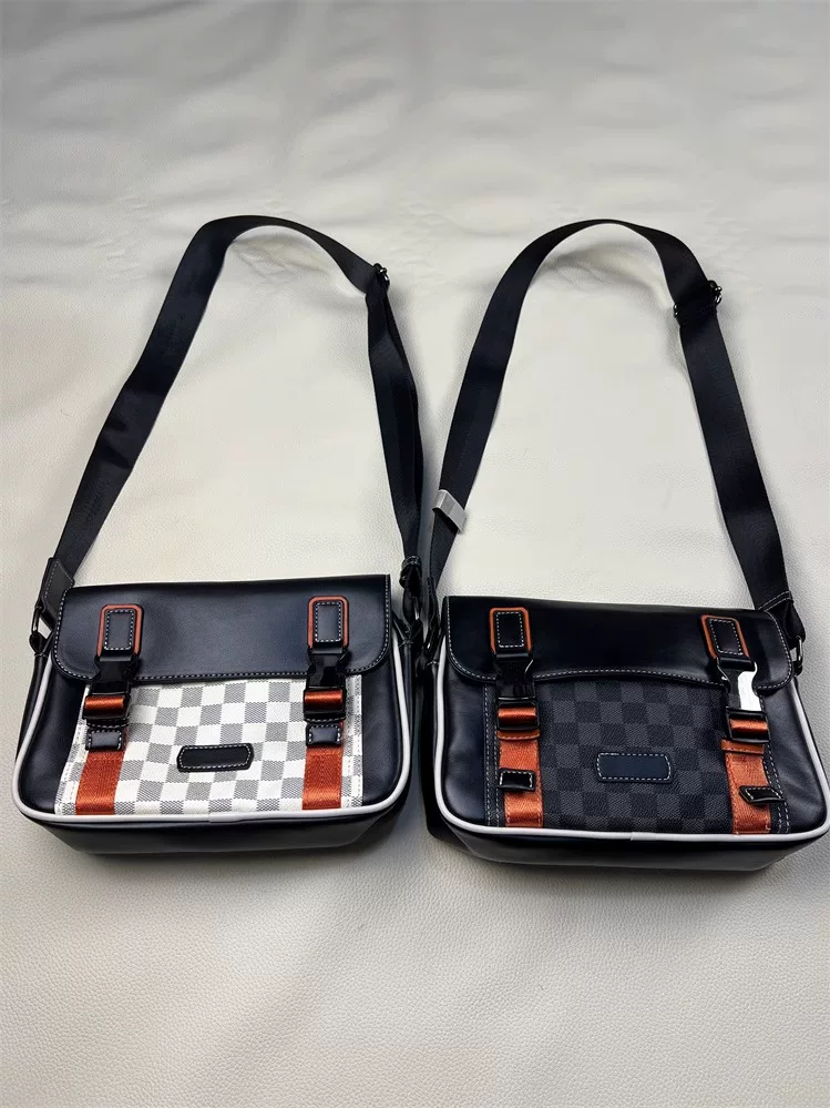 Túi đeo chéo kẻ caro thời trang mới 2024, túi nam thời thượng, túi đeo vai kiểu messenger, balo nắp gập đi xe máy