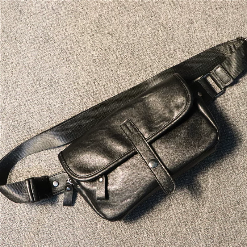 Túi đeo chéo nam phong cách Harajuku Nhật Bản và Hàn Quốc thời thượng năm 2024, chất liệu da mềm, kiểu dáng đeo hông, balo retro mùa hè