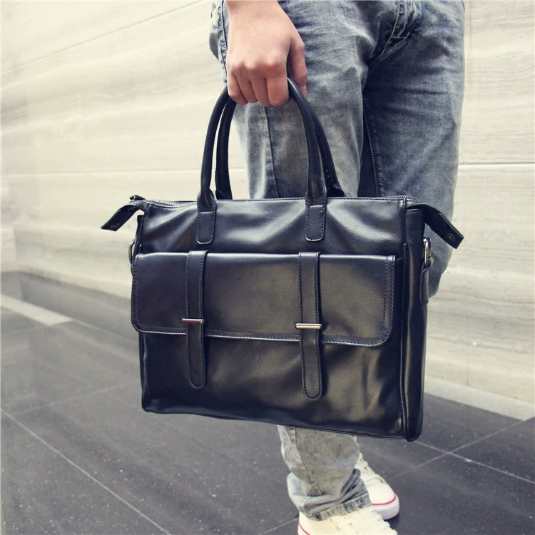 Túi xách nam da mềm mới năm 2025, túi du lịch công tác, túi đựng tài liệu máy tính, túi đeo chéo vai đi xe máy