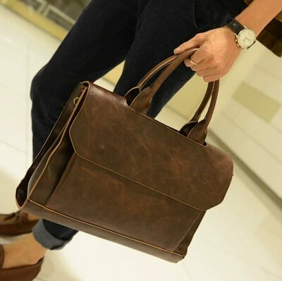 Túi nam kiểu Hàn Quốc 2025 chất liệu da ngựa điên, túi xách nam, túi đeo vai da, cặp da công sở, túi đeo chéo đựng laptop