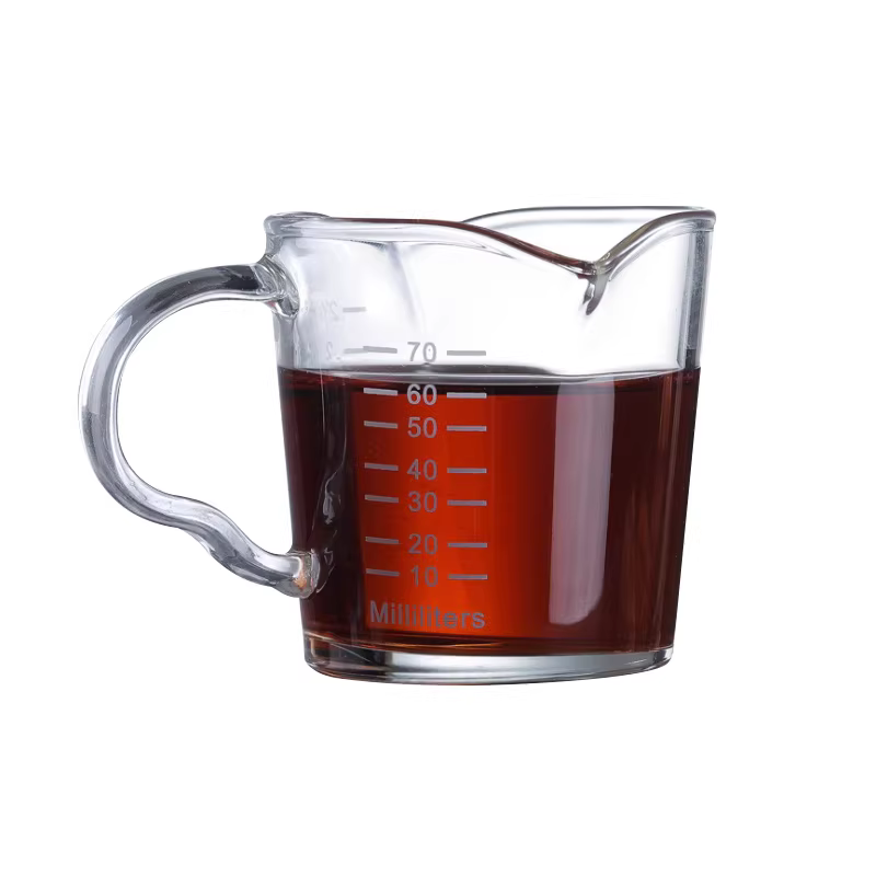 Cốc đo thủy tinh hai miệng có vạch chia, cốc sữa, cốc cà phê, cốc đo espresso, cốc ounce, 70ML