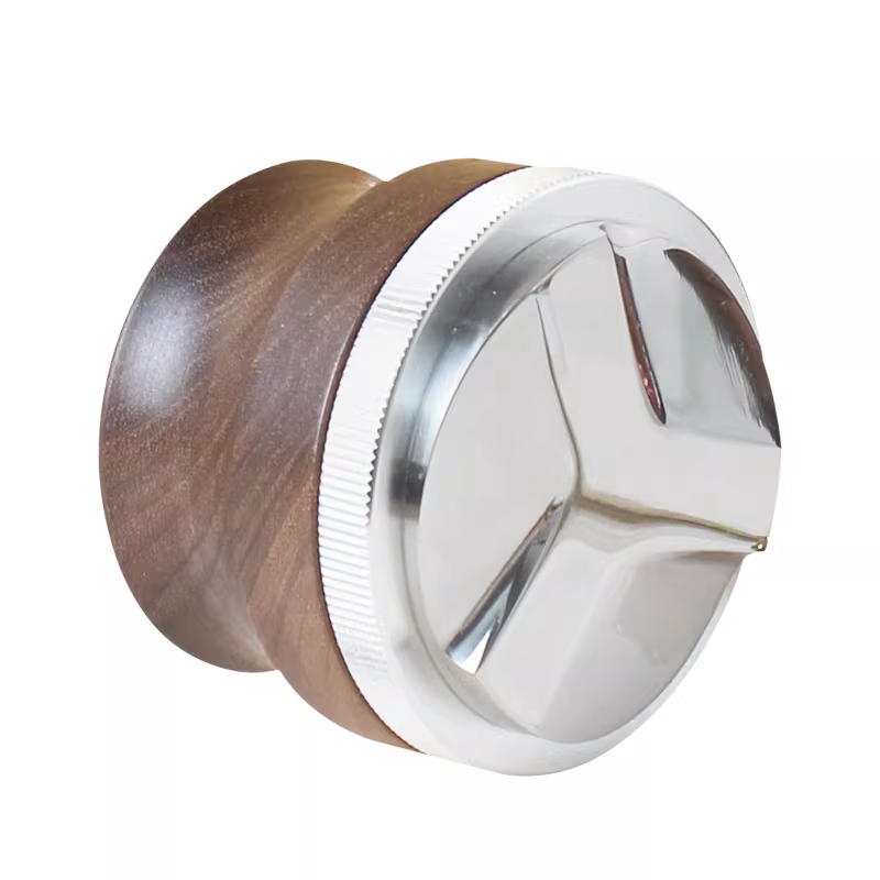 Tay cầm máy pha cà phê bằng gỗ óc chó, chất liệu thép không gỉ, kiểu ba lưỡi, kích thước 51/53/58mm