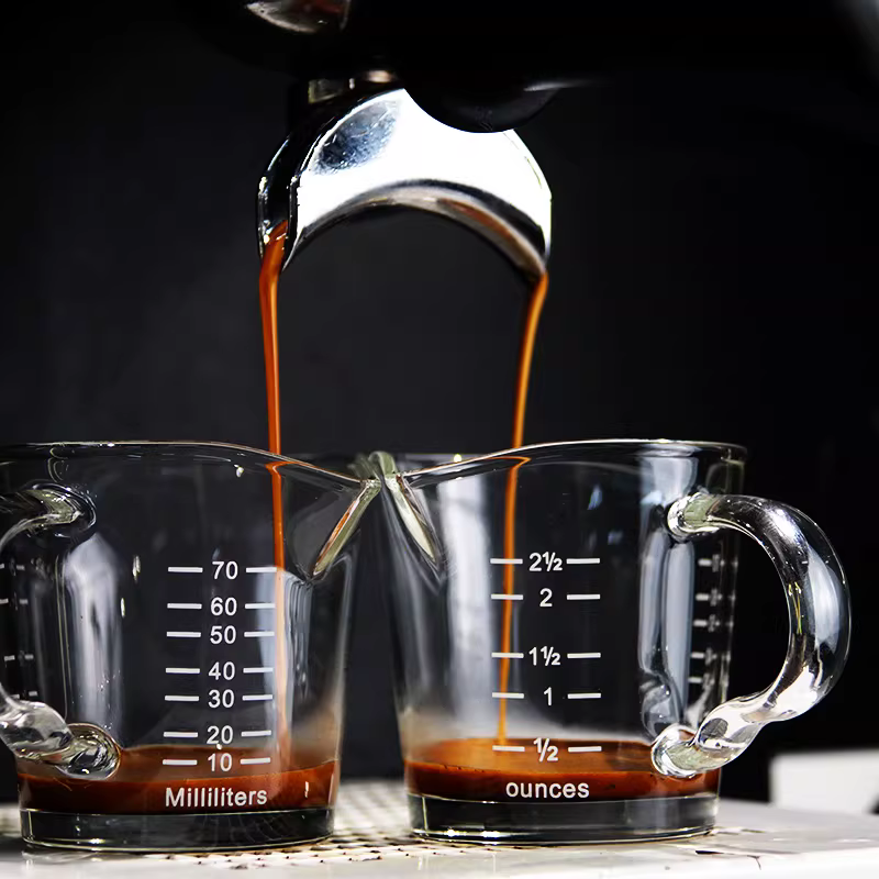 Cốc cà phê, bình sữa, ly có vạch chia, cốc đo cà phê espresso có tay cầm bằng gỗ, bình sữa, cốc ounce nhỏ