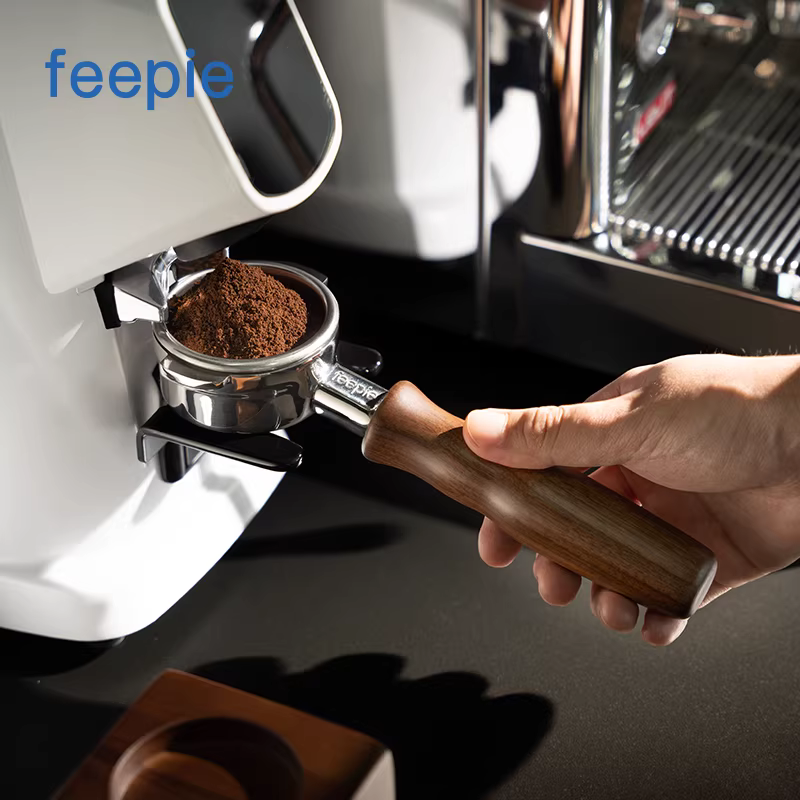 feepie E61 máy pha cà phê không đáy portafilter thép không gỉ Huajia tay cầm gỗ óc chó 51/53/58mm